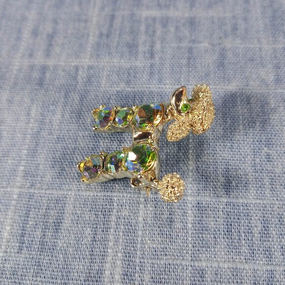 1960s Vintage Poodle Pin with Aurora Borealis Rhinestones - Picture 3 of 5